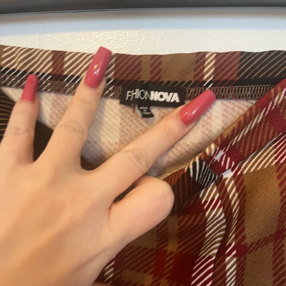 Plaid Women's Skirt - Brown, Red, Black - Picture 3 of 5